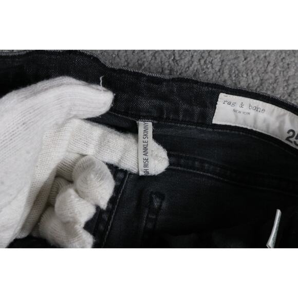 Rag and Bone Jeans Womens 25 Black High Rise Ankle Skinny Distressed Denim - Picture 5 of 8